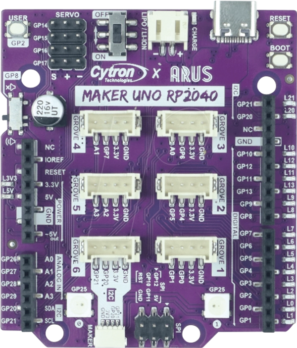 Плата Maker UNO, сумісна з Arduino, RP2040