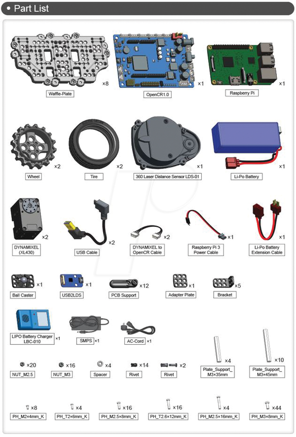 Robotis TurtleBot3 Burger, Raspberry Pi 4, 4 ГБ