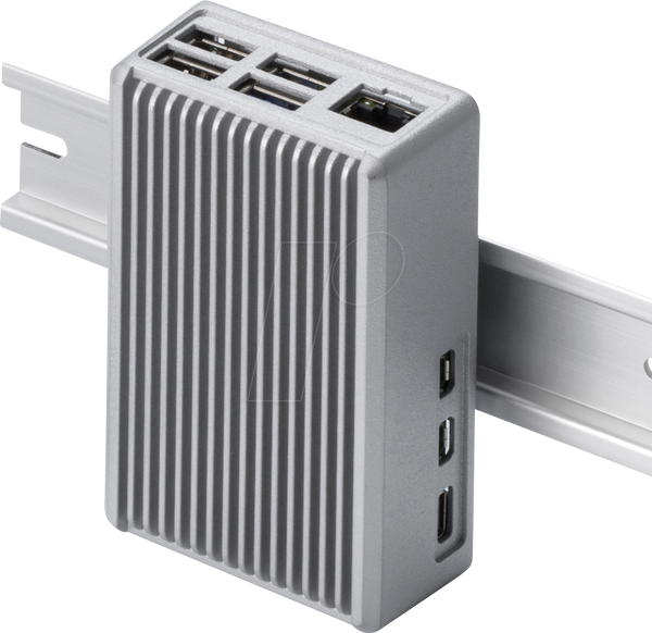 Корпус радиатора для Raspberry Pi 5, DIN-рейка, алюминиевый, серебристый