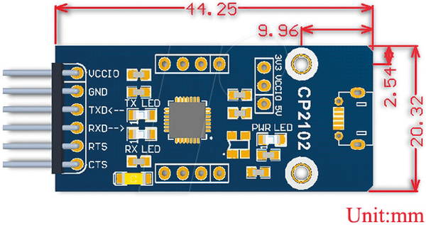 Плати розробника - роз'єм microUSB на UART, CP2102