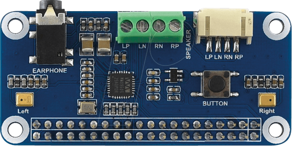 Raspberry Pi Shield - Hi-Fi Stereo Sound HAT, WM8960