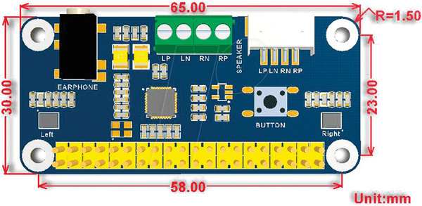 Raspberry Pi Shield - Hi-Fi Stereo Sound HAT, WM8960