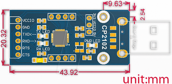 Плати розробника - USB type-A to UART, CP2102