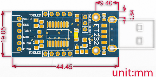 Плати розробника - USB типу A до UART, FT232