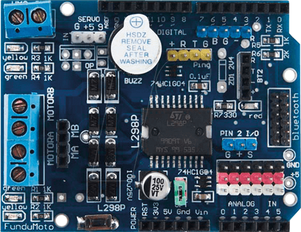 Arduino Shield - блок управления двигателем, L298P