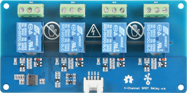 Arduino - Модуль реле Grove, 4-канальний, 5 В, SRD-05VDC-SL-C