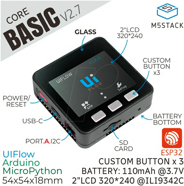 Базовый комплект для разработки IoT на базе ESP32, версия 2.7.