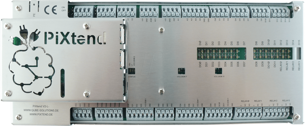 Кришка з нержавіючої сталі для корпусу PiXtend V2 -L- DIN-рейка, срібляста