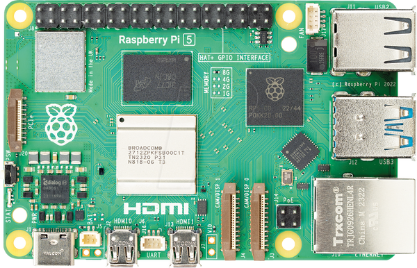 Raspberry Pi 5 B, 4 процесори 2,4 ГГц, 16 ГБ оперативної пам'яті, WLAN/BT
