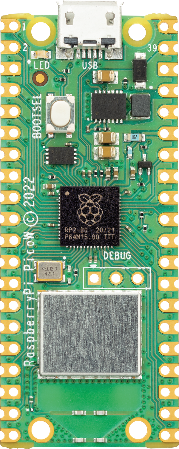 Raspberry Pi Pico W, RP2040, Cortex-M0+, WLAN, microUSB
