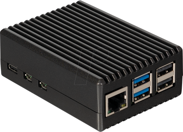 Корпус для Raspberry Pi 5, алюмінієвий, чорний, ідеальне розсіювання тепла