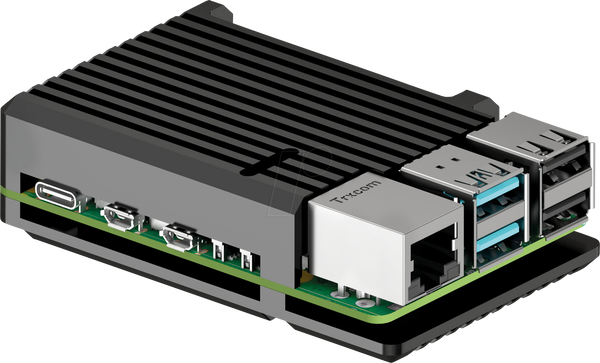 Корпус для Raspberry Pi 5, алюмінієвий, чорний, з внутрішнім радіатором