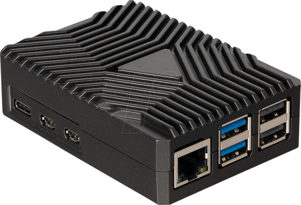 Корпус для Raspberry Pi 5, алюмінієвий, чорний, «дизайнерське» охолодження