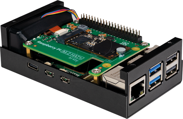 Корпус для Raspberry Pi 5 + M.2-HAT, активне охолодження, алюміній