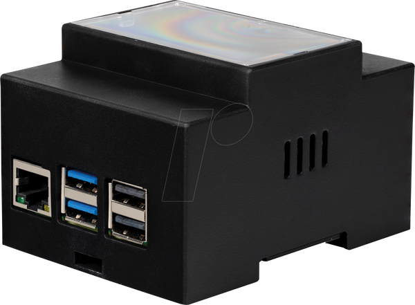 Корпус для Raspberry Pi 5, кріплення на планку Top-Hat, чорний/прозорий.