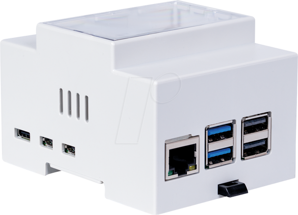 Корпус для Raspberry Pi 5, кріплення на планку Top-Hat, сірий/прозорий.