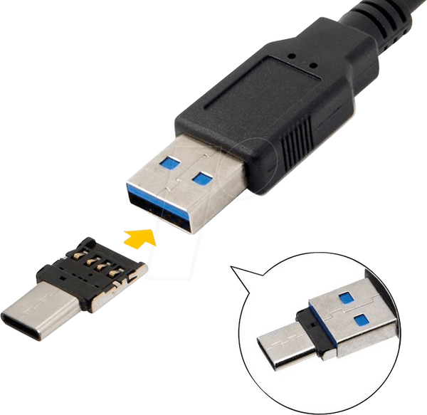 Raspberry Pi - перехідник з гнізда A на гніздо Type C, USB 2.0 OTG
