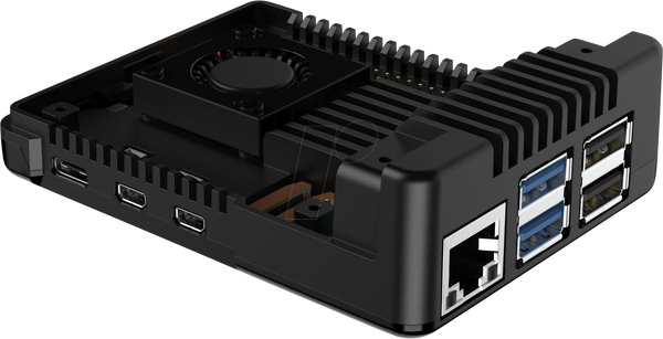 Корпус для Raspberry Pi 5, з вентилятором, чорний