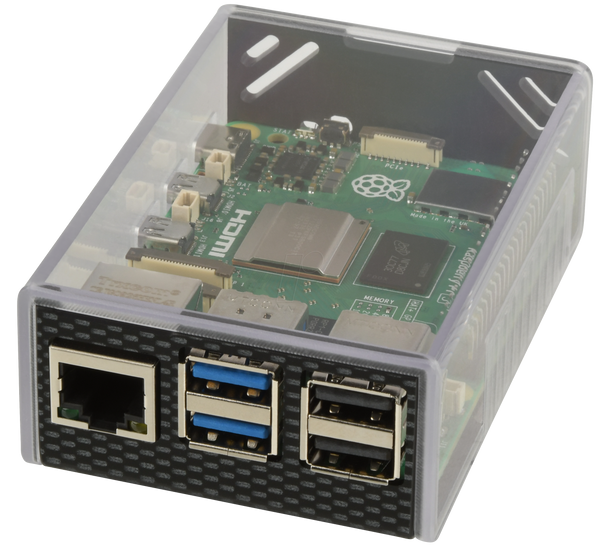 Корпус для Raspberry Pi 5, карбоновий/прозорий