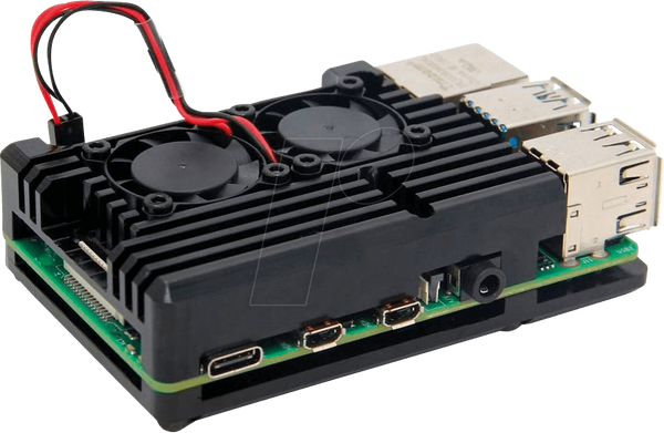 Корпус для Raspberry Pi 4, алюмінієвий, з вентилятором, чорний