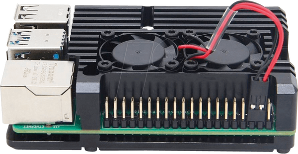 Корпус для Raspberry Pi 4, алюмінієвий, з вентилятором, чорний