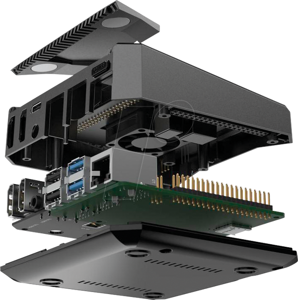 Чохол для Raspberry Pi 4, алюміній, чорний