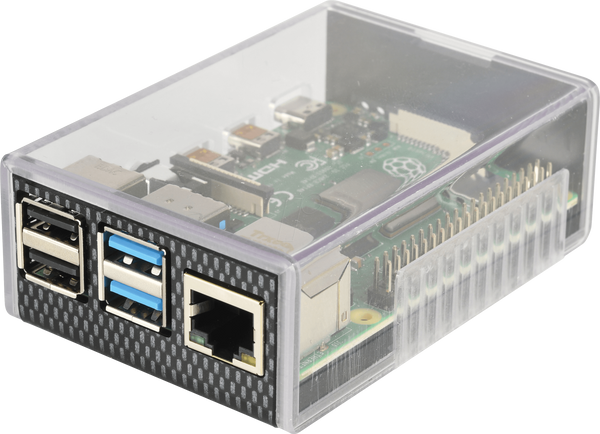 Корпус для Raspberry Pi 4, карбоновий/прозорий