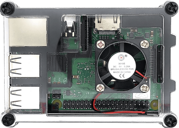 Корпус для Raspberry Pi 3 з вентилятором, штабельований, прозорий/блакитний
