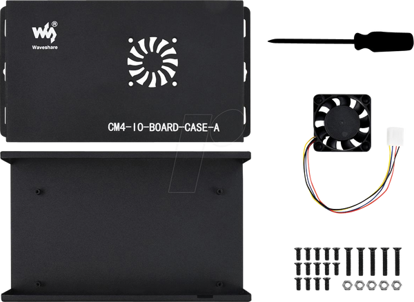 Корпус для Raspberry Pi CM4, металевий, чорний, з вентилятором