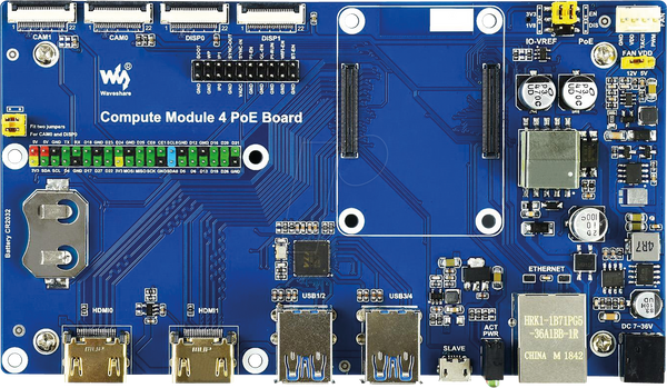 Raspberry Pi - плата вводу-виводу, сумісна з обчислювальним модулем 4, PoE