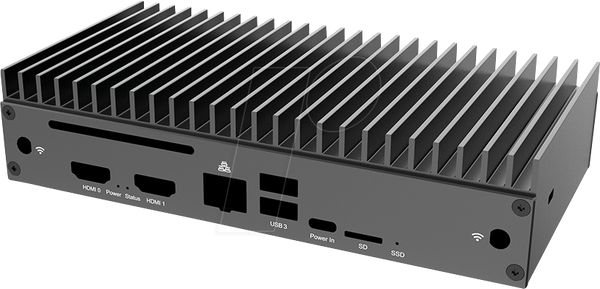 Корпус для Raspberry Pi CM5, алюмінієвий, чорний, пасивне охолодження