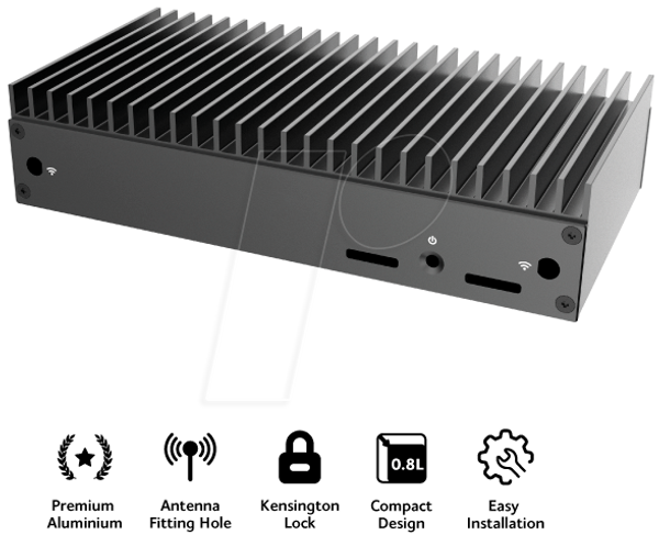 Корпус для Raspberry Pi CM5, алюмінієвий, чорний, пасивне охолодження