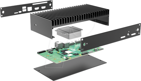 Корпус для Raspberry Pi CM5, алюмінієвий, чорний, пасивне охолодження