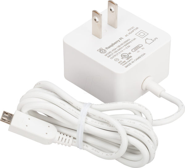 Raspberry Pi - блок живлення, 5.1 В, 2.5 А, microUSB, американська вилка, шт