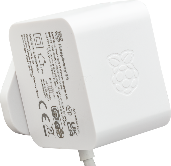 Raspberry Pi - блок живлення, 5,1 В, 5,0 А, USB Type-C, штекер ЄС,