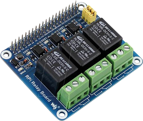 Raspberry Pi - Релейний модуль, 3-канальний, HAT, HLS8L-DC5V-S-C