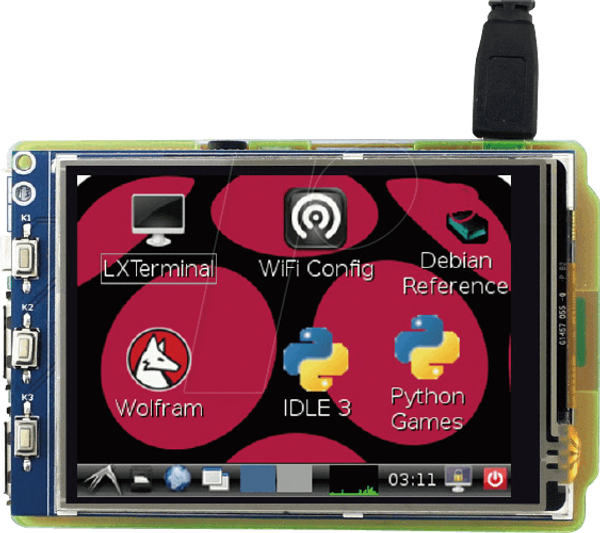 Raspberry Pi Shield - сенсорний РК-дисплей, 3,2 дюйма, 320x240 пікселів, I