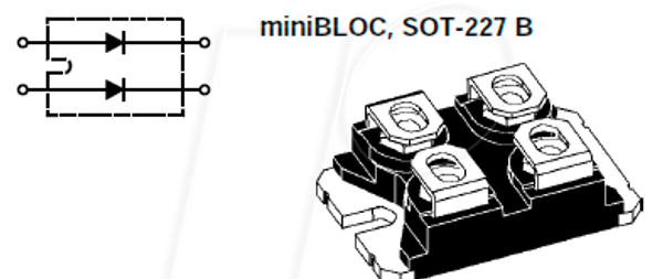 Випрямляч Шотткі, 100 В, 120 А (2x60), SOT-227B