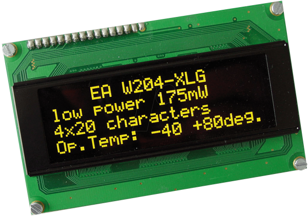 OLED-дисплей, 4x20, 98x60 мм, жовтий