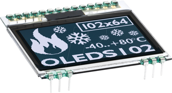 Графічний OLED, 102x64, 1,7 дюйма, білий
