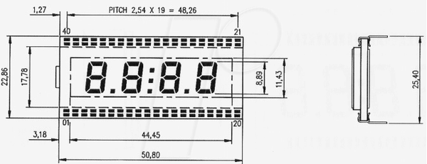 РК-дисплей 7-сегментний, 1x4.0, В: 8.9 мм, рефлективний