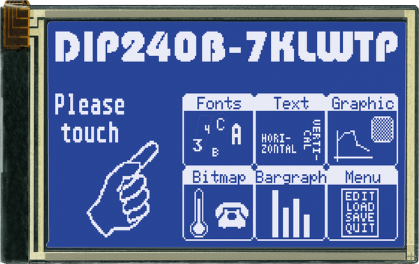 Графический модуль LCD DIP, 240 x 128 точек, синий.