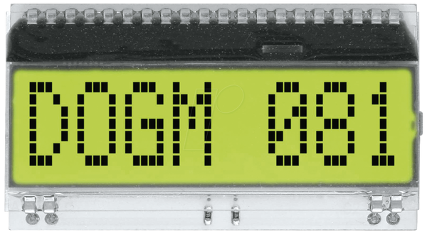 ЖК-дисплей с текстовым модулем, 48,3 x 12 мм, желто-зеленый.