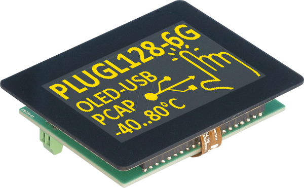 USB графічний OLED, 128x64, 2.9 дюйма, жовтий, вкл. сенсорну панель