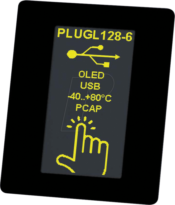 USB графічний OLED, 128x64, 2.9 дюйма, жовтий, вкл. сенсорну панель