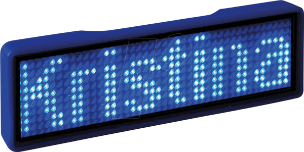 Світлодіодна табличка з іменем, 11x44 пікселів, USB - Рамка: гладка - Світлодіод: синій