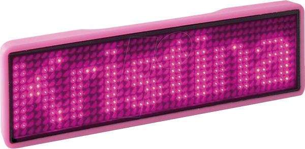 Світлодіодна табличка, 11x44 пікселів, USB - Рамка: гладка - Світлодіод: рожевий