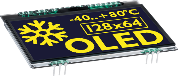 Графічний OLED, 128x64, 2.9 дюйма, жовтий, вкл. захисне скло