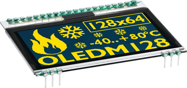 Графічний OLED, 128x64, 2.3 дюйма, жовтий, вкл. захисне скло