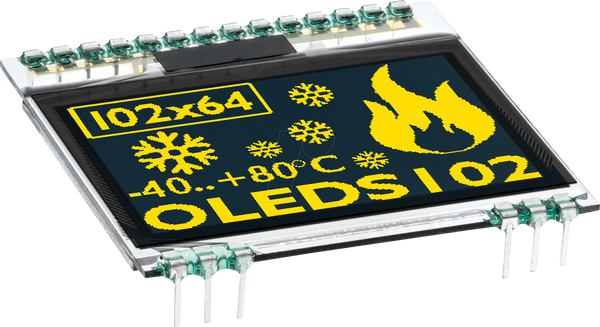 Графічний OLED, 102x64, 1,7 дюйма, жовтий,